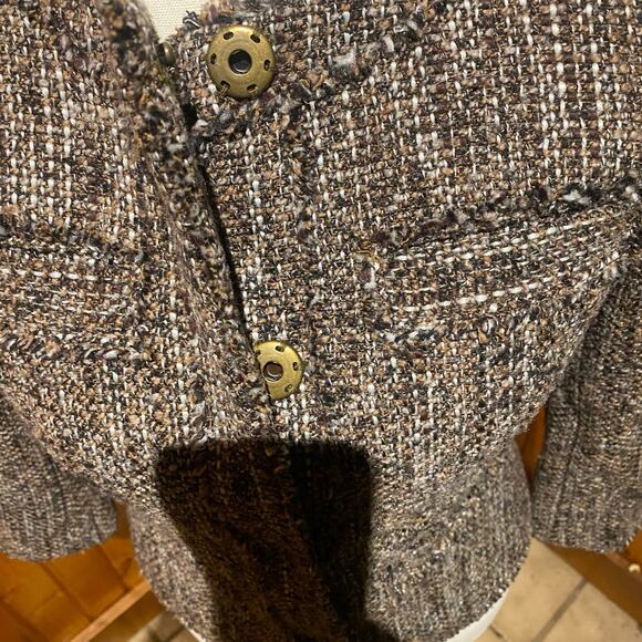 Michael Kors Size 2 ladies jacket Chocolate Brown Fall Fringe Details Office - Picture 3 of 8